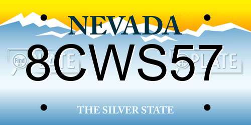 8CWS57 Nevada License Plate