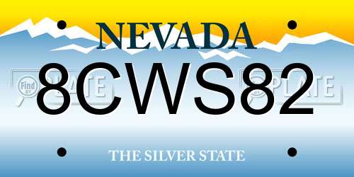 8CWS82 Nevada License Plate