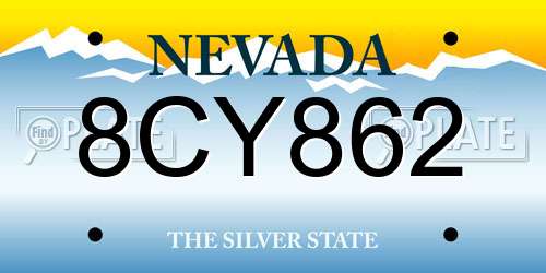 8CY862 Nevada License Plate