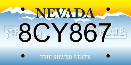8CY867 Nevada License Plate