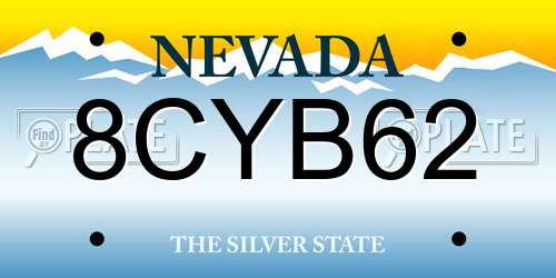 8CYB62 Nevada License Plate