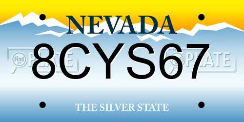 8CYS67 Nevada License Plate