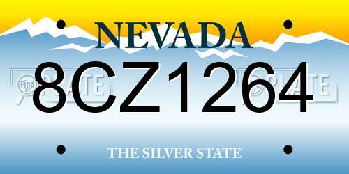 8CZ1264 Nevada License Plate
