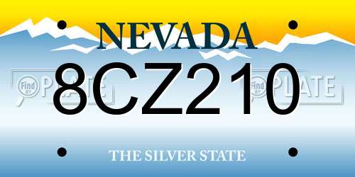 8CZ210 Nevada License Plate