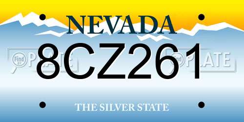 8CZ261 Nevada License Plate