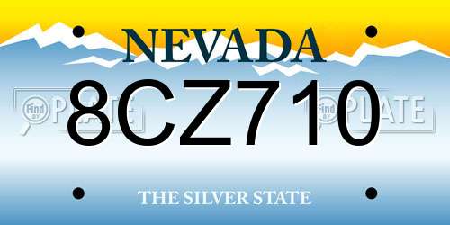 8CZ710 Nevada License Plate