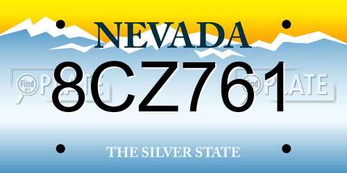8CZ761 Nevada License Plate