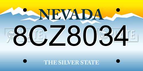 8CZ8034 Nevada License Plate