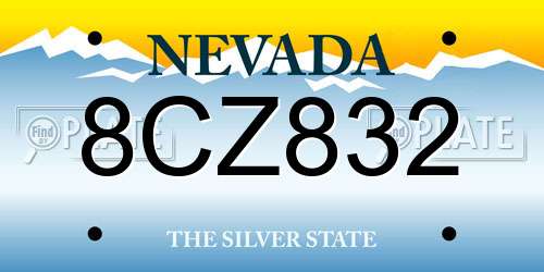 8CZ832 Nevada License Plate