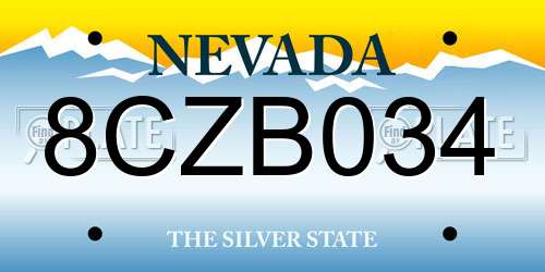 8CZB034 Nevada License Plate