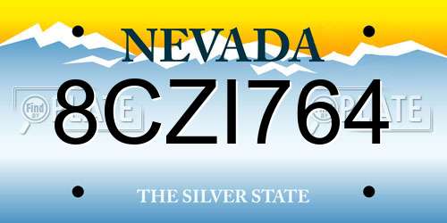 8CZI764 Nevada License Plate
