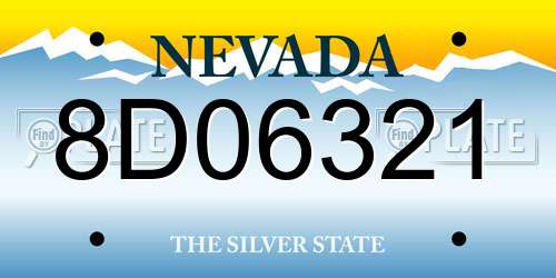 8D06321 Nevada License Plate