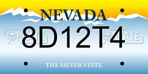 8D12T4 Nevada License Plate