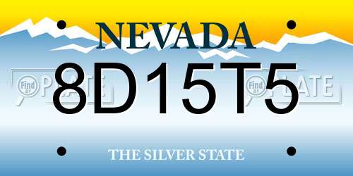 8D15T5 Nevada License Plate