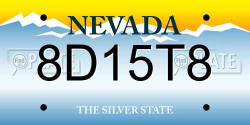 8D15T8 Nevada License Plate