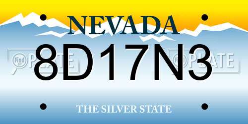 8D17N3 Nevada License Plate