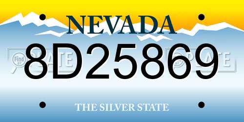 8D25869 Nevada License Plate