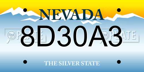 8D30A3 Nevada License Plate
