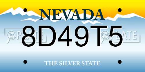 8D49T5 Nevada License Plate