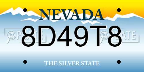 8D49T8 Nevada License Plate