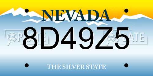 8D49Z5 Nevada License Plate