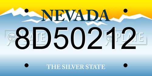 8D50212 Nevada License Plate