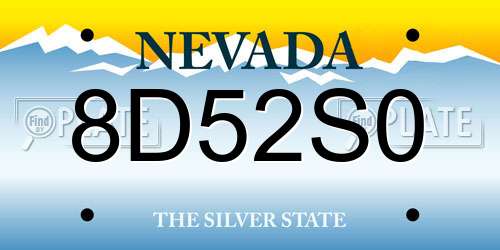 8D52S0 Nevada License Plate