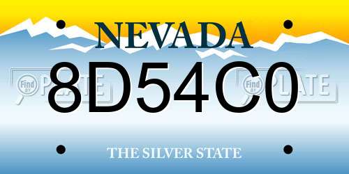 8D54C0 Nevada License Plate