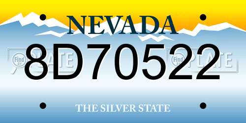 8D70522 Nevada License Plate
