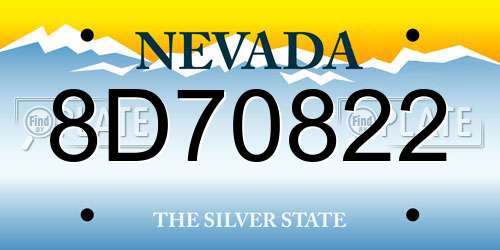 8D70822 Nevada License Plate