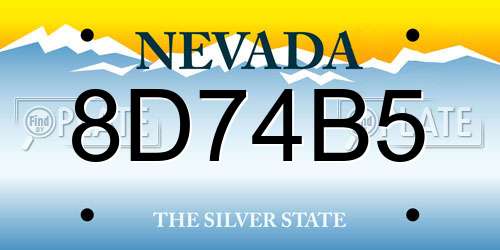 8D74B5 Nevada License Plate