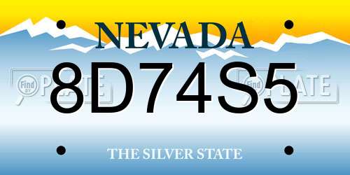 8D74S5 Nevada License Plate