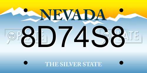 8D74S8 Nevada License Plate