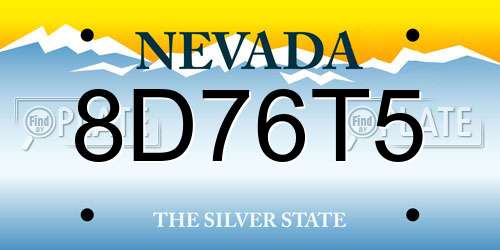 8D76T5 Nevada License Plate