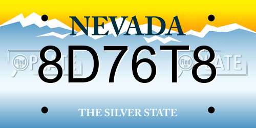 8D76T8 Nevada License Plate