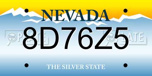 8D76Z5 Nevada License Plate