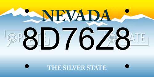 8D76Z8 Nevada License Plate