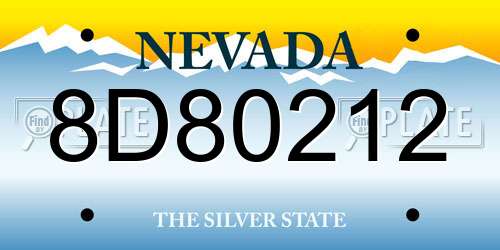 8D80212 Nevada License Plate