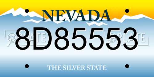 8D85553 Nevada License Plate