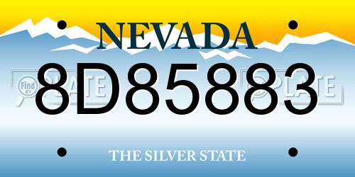 8D85883 Nevada License Plate