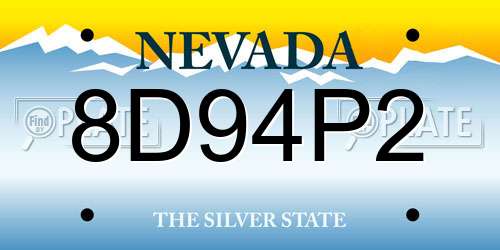8D94P2 Nevada License Plate