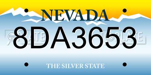 8DA3653 Nevada License Plate