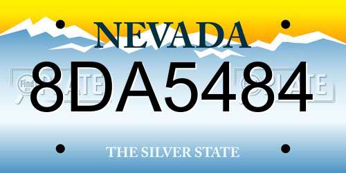 8DA5484 Nevada License Plate