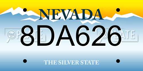 8DA626 Nevada License Plate