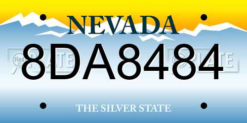 8DA8484 Nevada License Plate