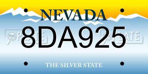 8DA925 Nevada License Plate