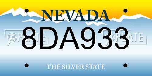 8DA933 Nevada License Plate