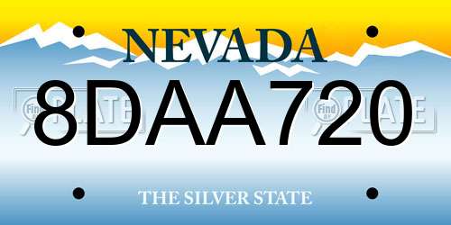 8DAA720 Nevada License Plate