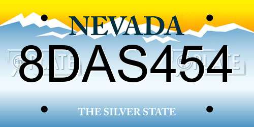 8DAS454 Nevada License Plate