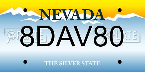 8DAV80 Nevada License Plate